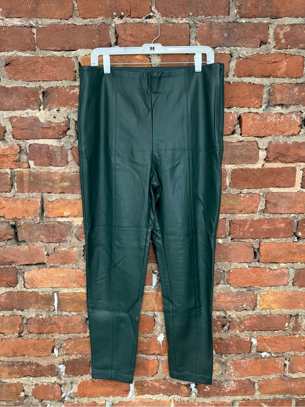 Ann Taylor Women’s Dark Green Vegan Leather Slim Pants